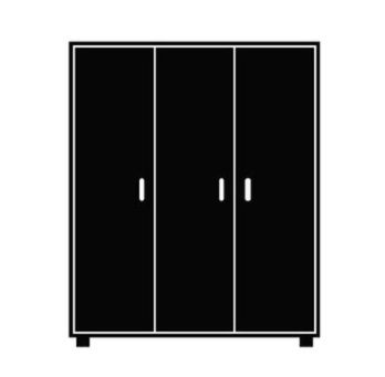 Line illustration of a 3 panel closet.